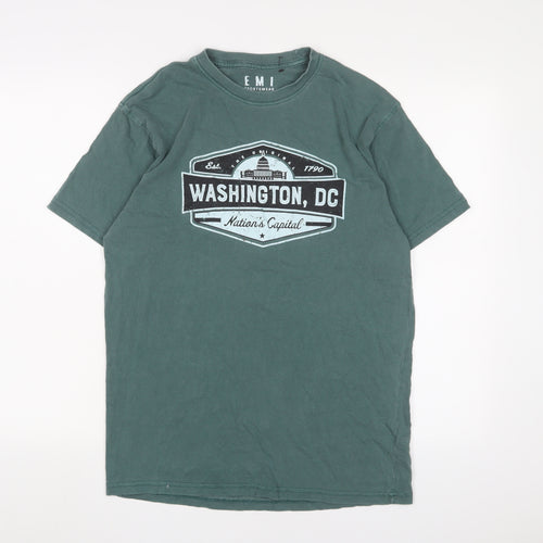 EMI Mens Green Cotton T-Shirt Size M Crew Neck - Washington DC