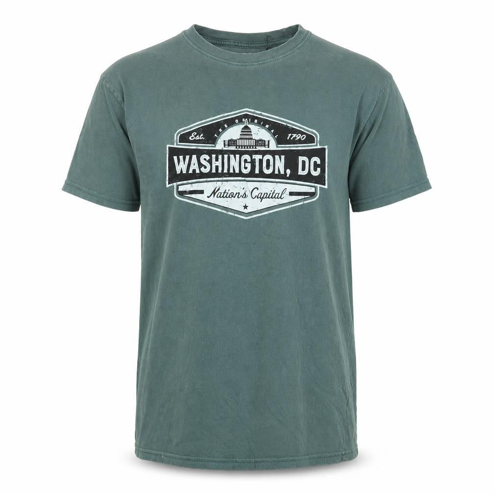 EMI Mens Green Cotton T-Shirt Size M Crew Neck - Washington DC
