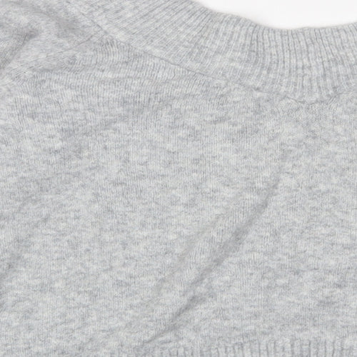 H&M Womens Grey V-Neck Acrylic Pullover Jumper Size M