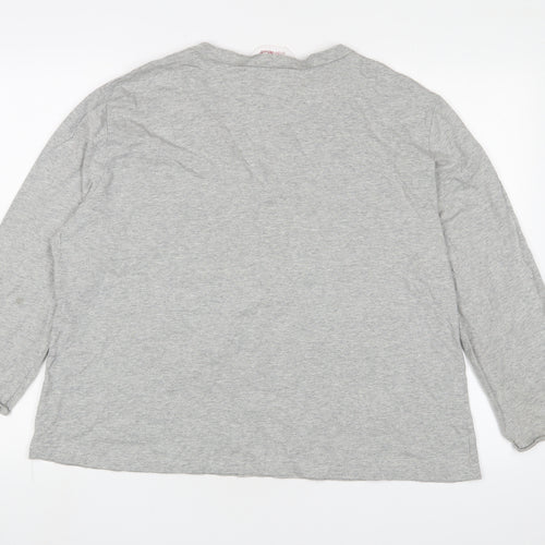 Andre de Brett Womens Grey Floral Cotton Basic T-Shirt Size 22 V-Neck