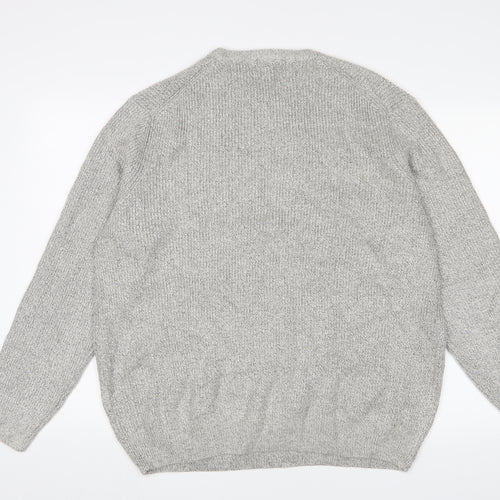 Marks and Spencer Mens Grey Crew Neck Polyamide Pullover Jumper Size 2XL Long Sleeve