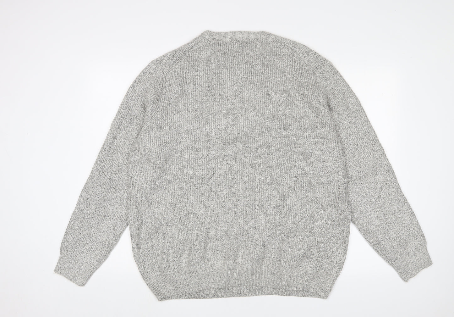 Marks and Spencer Mens Grey Crew Neck Polyamide Pullover Jumper Size 2XL Long Sleeve