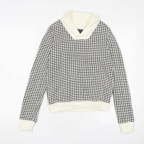 Cocobella Womens Ivory V-Neck Check Acrylic Pullover Jumper Size S