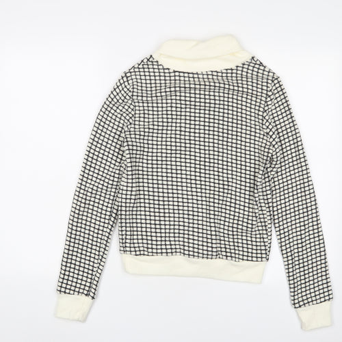 Cocobella Womens Ivory V-Neck Check Acrylic Pullover Jumper Size S
