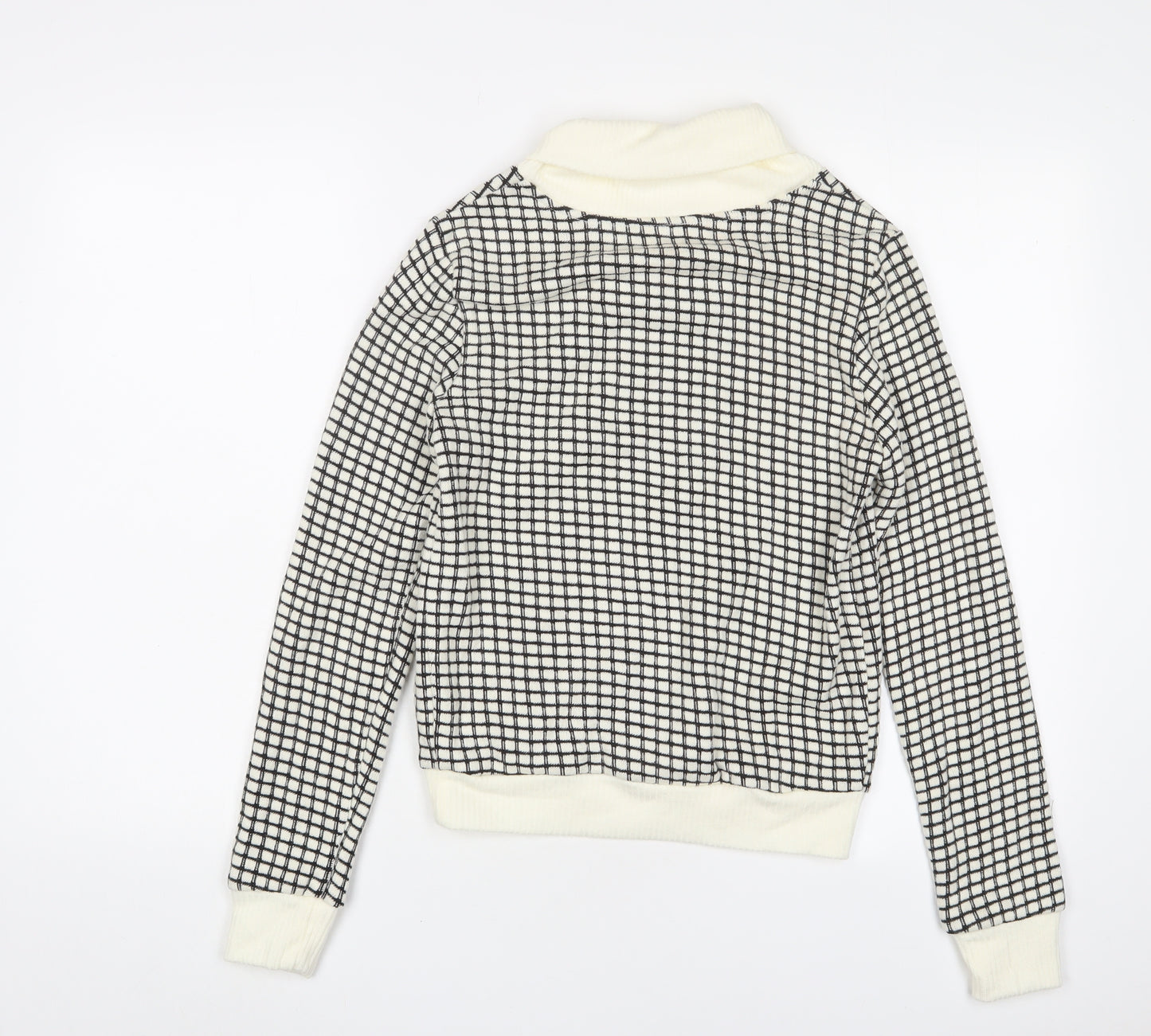 Cocobella Womens Ivory V-Neck Check Acrylic Pullover Jumper Size S