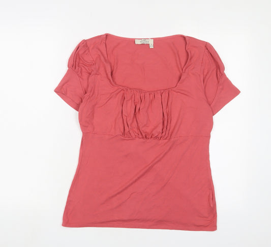 Bravissimo Womens Pink Viscose Basic T-Shirt Size 16 Square Neck - Pleated