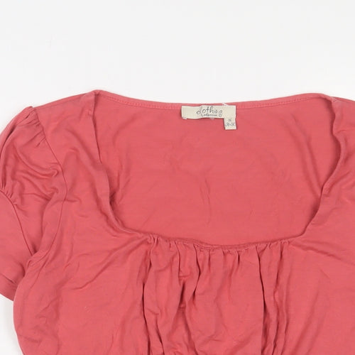 Bravissimo Womens Pink Viscose Basic T-Shirt Size 16 Square Neck - Pleated