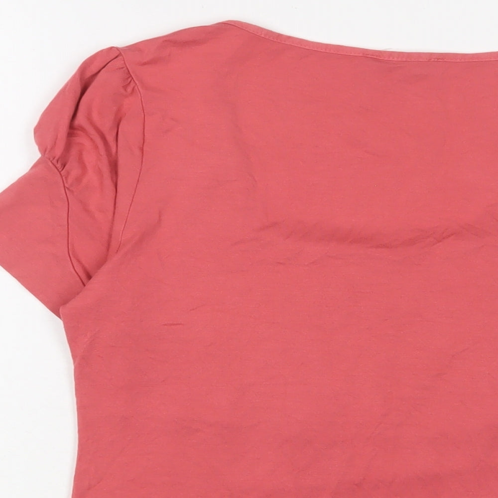 Bravissimo Womens Pink Viscose Basic T-Shirt Size 16 Square Neck - Pleated