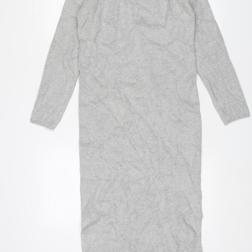 Marks and Spencer Womens Grey Viscose Jumper Dress Size S Round Neck Pullover