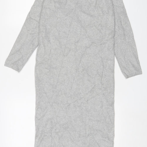 Marks and Spencer Womens Grey Viscose Jumper Dress Size S Round Neck Pullover