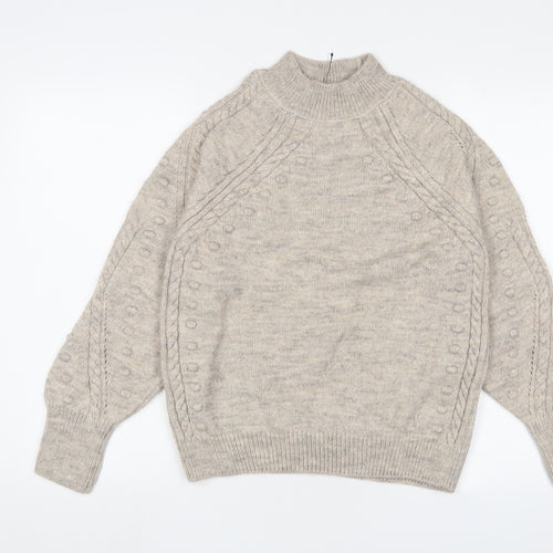 Marks and Spencer Womens Brown Round Neck Acrylic Pullover Jumper Size S - Embroidered