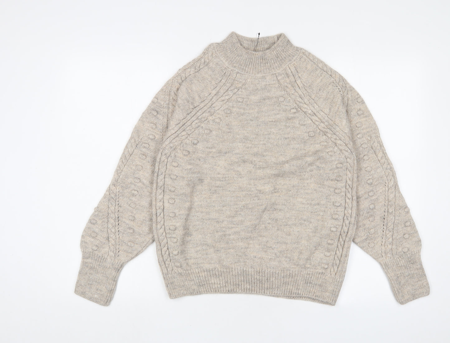 Marks and Spencer Womens Brown Round Neck Acrylic Pullover Jumper Size S - Embroidered