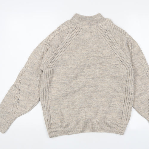 Marks and Spencer Womens Brown Round Neck Acrylic Pullover Jumper Size S - Embroidered