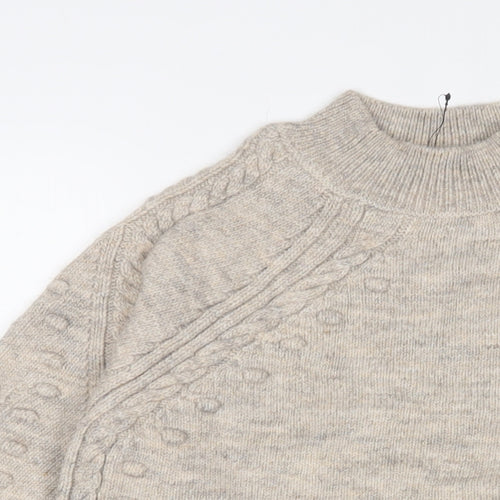 Marks and Spencer Womens Brown Round Neck Acrylic Pullover Jumper Size S - Embroidered