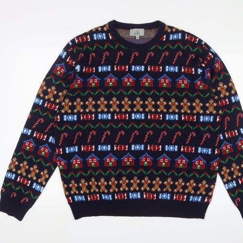 Marks and Spencer Mens Multicoloured Crew Neck Geometric Acrylic Pullover Jumper Size XL Long Sleeve - Christmas