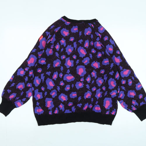 Scampi & Dude Womens Multicoloured Crew Neck Animal Print Wool Pullover Jumper Size 16 - Logo