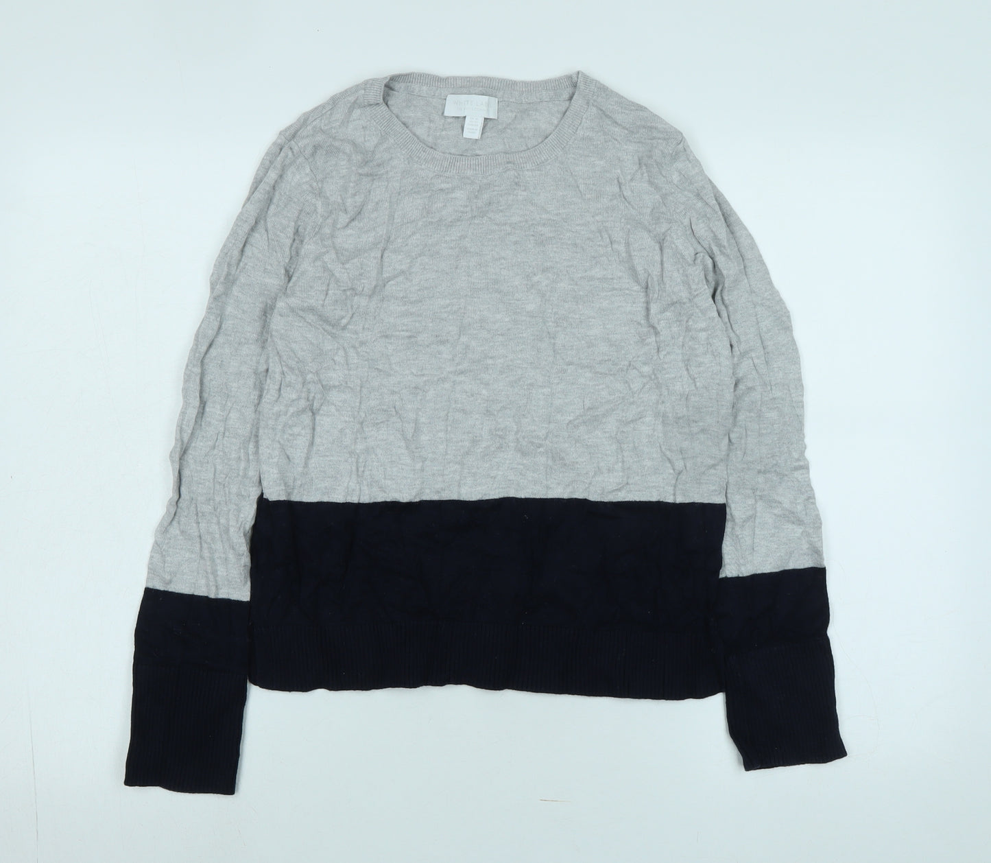 White Label Womens Grey Crew Neck Cotton Pullover Jumper Size 16 - Logo