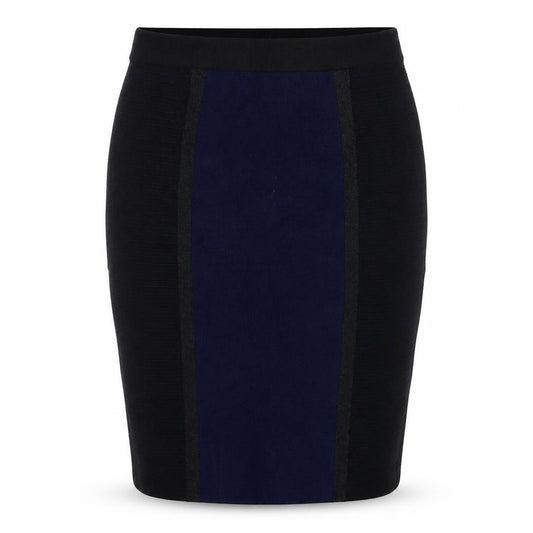 Front view of Phase Eight women’s black acrylic bandage skirt, size UK 12, - logo