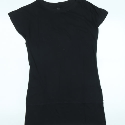 Gap Womens Black Cotton Tunic T-Shirt Size M Scoop Neck - Logo