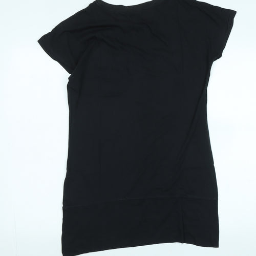 Gap Womens Black Cotton Tunic T-Shirt Size M Scoop Neck - Logo