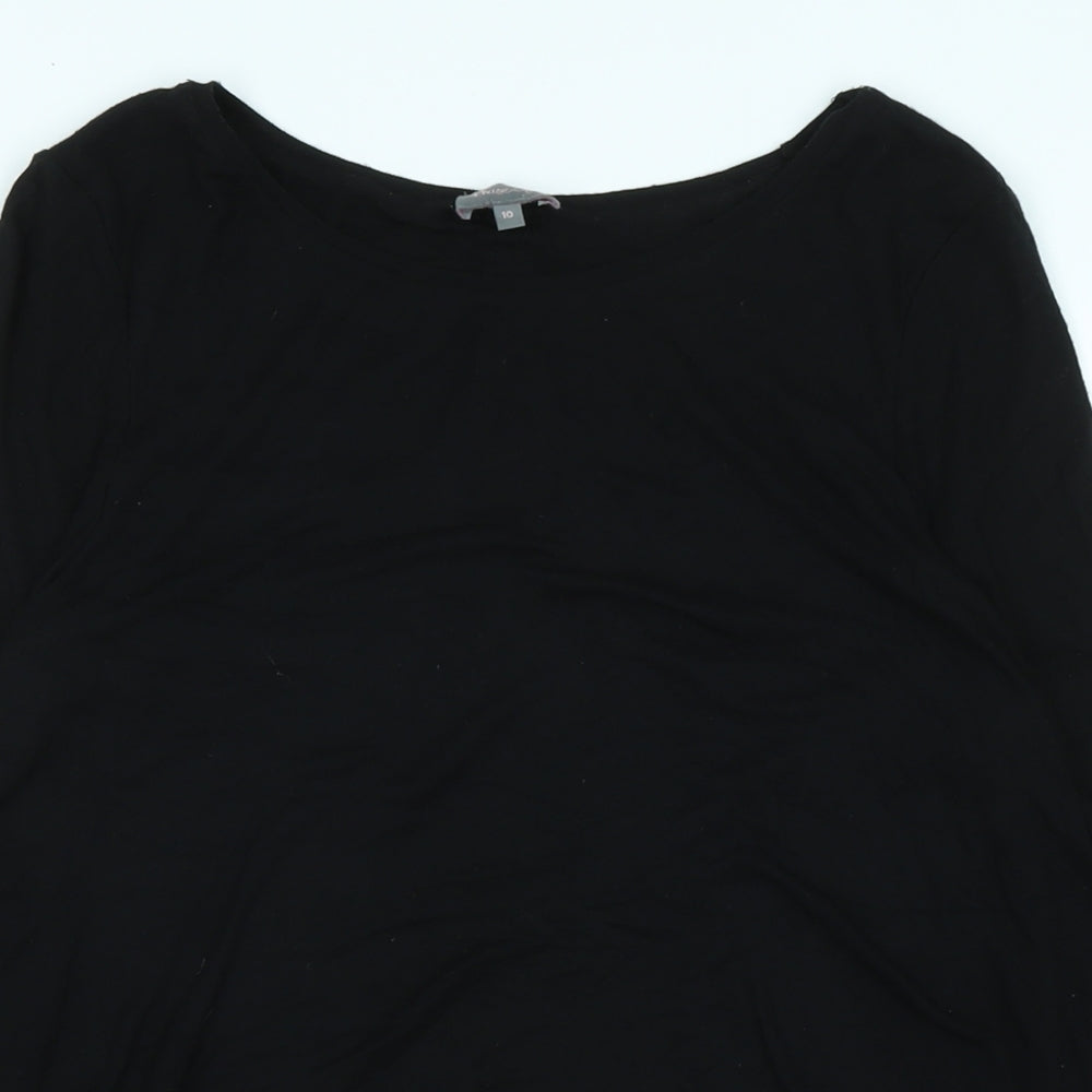 Phase Eight Womens Black Elastodiene Tunic Blouse Size 10 Scoop Neck - Logo