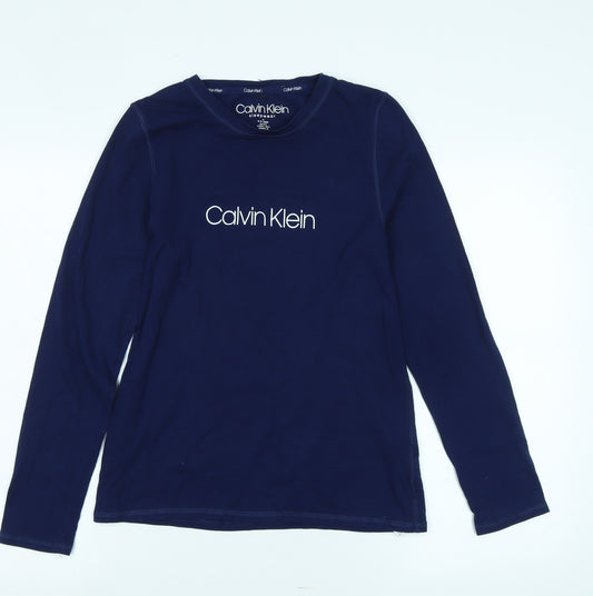 Calvin Klein Womens Blue Solid Cotton Top Pyjama Top Size M