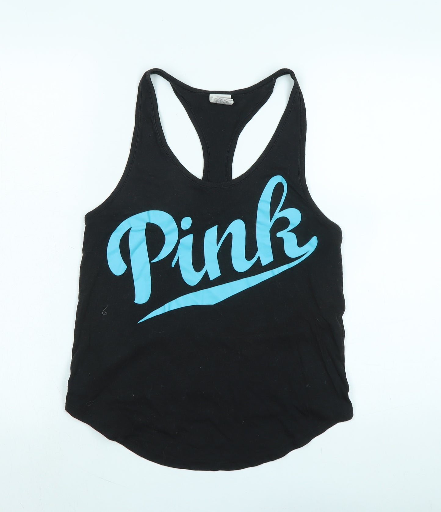 Victoria's Secret Womens Black Cotton Basic Tank Size S Scoop Neck - Logo