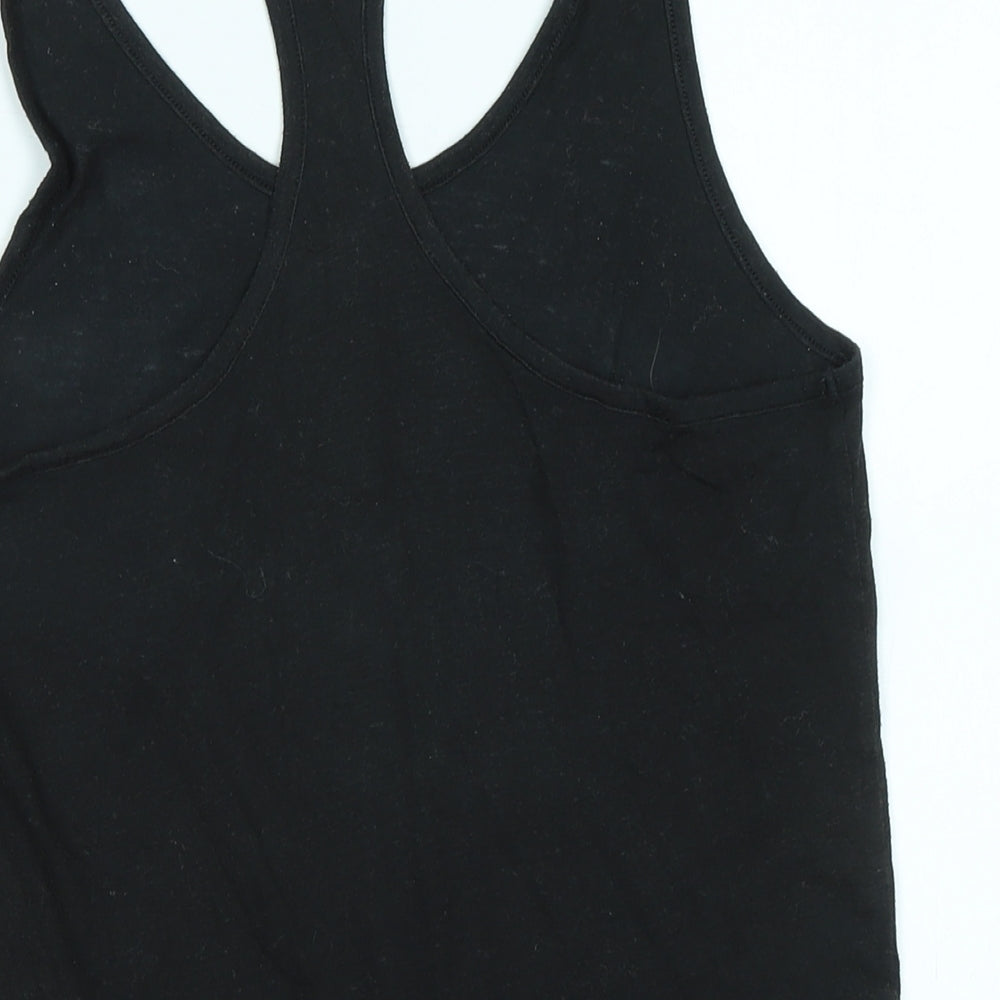 Victoria's Secret Womens Black Cotton Basic Tank Size S Scoop Neck - Logo
