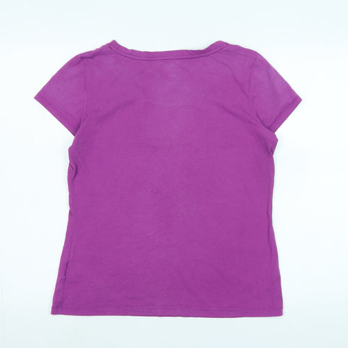 Tommy Hilfiger Womens Purple Cotton Basic T-Shirt Size M Scoop Neck - Logo