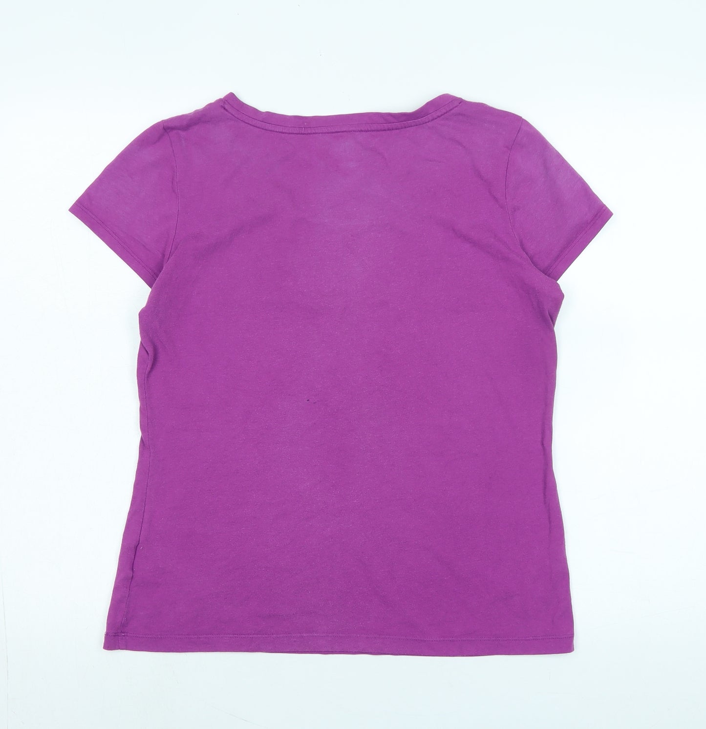 Tommy Hilfiger Womens Purple Cotton Basic T-Shirt Size M Scoop Neck - Logo