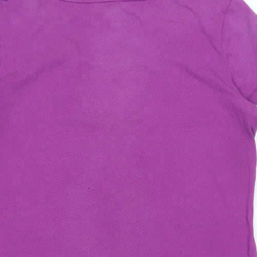 Tommy Hilfiger Womens Purple Cotton Basic T-Shirt Size M Scoop Neck - Logo