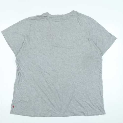 Levis Mens Grey Cotton T-Shirt Size 2XL Crew Neck - Logo