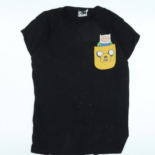 Cartoon Network Womens Black Cotton Basic T-Shirt Size XS Crew Neck - Logo