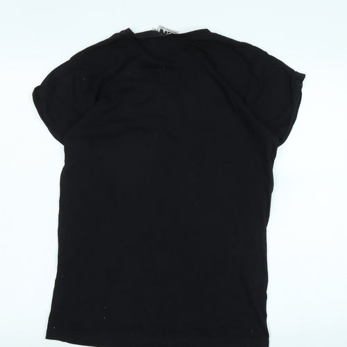 Cartoon Network Womens Black Cotton Basic T-Shirt Size XS Crew Neck - Logo