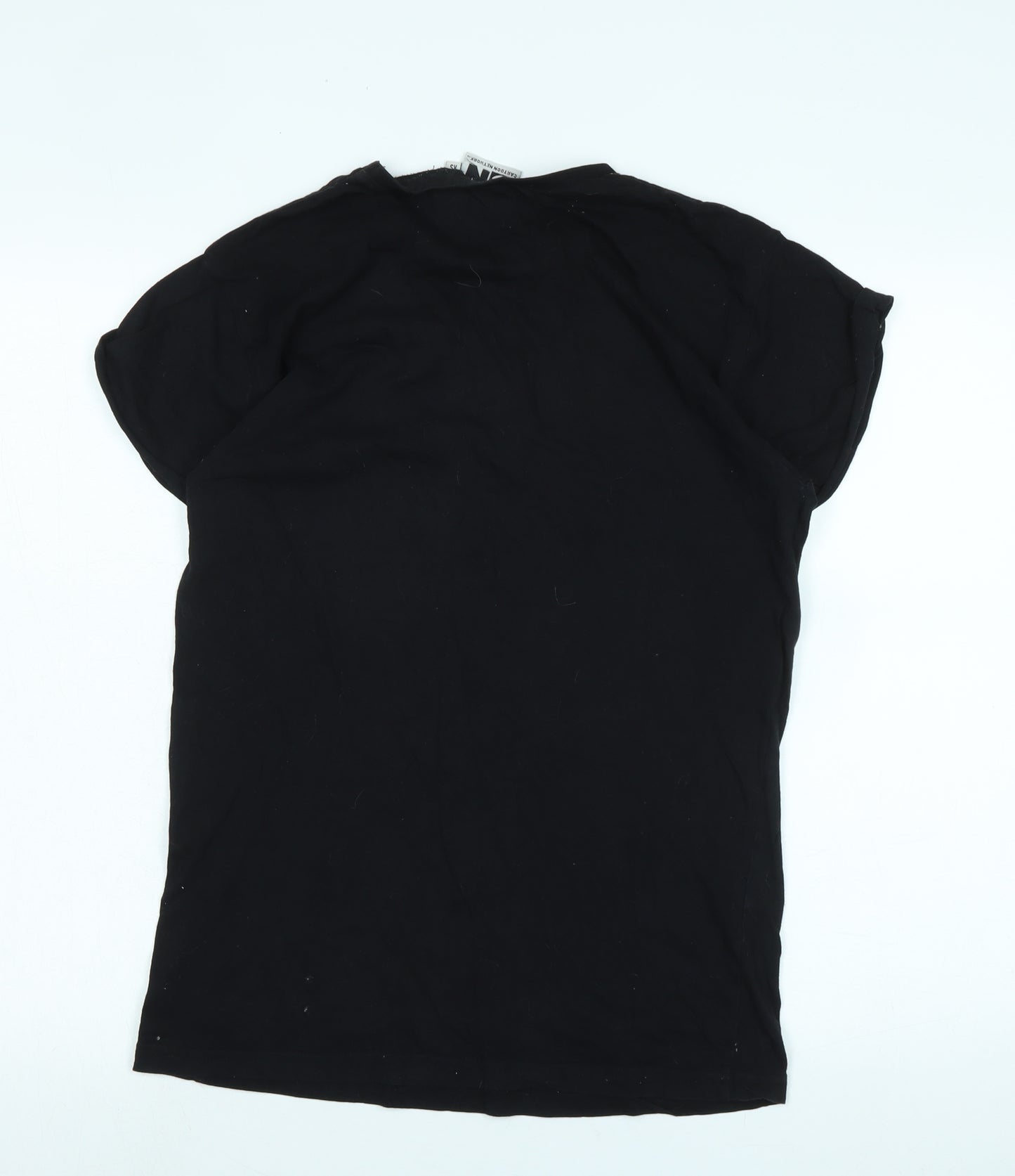 Cartoon Network Womens Black Cotton Basic T-Shirt Size XS Crew Neck - Logo