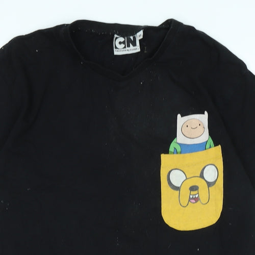 Cartoon Network Womens Black Cotton Basic T-Shirt Size XS Crew Neck - Logo