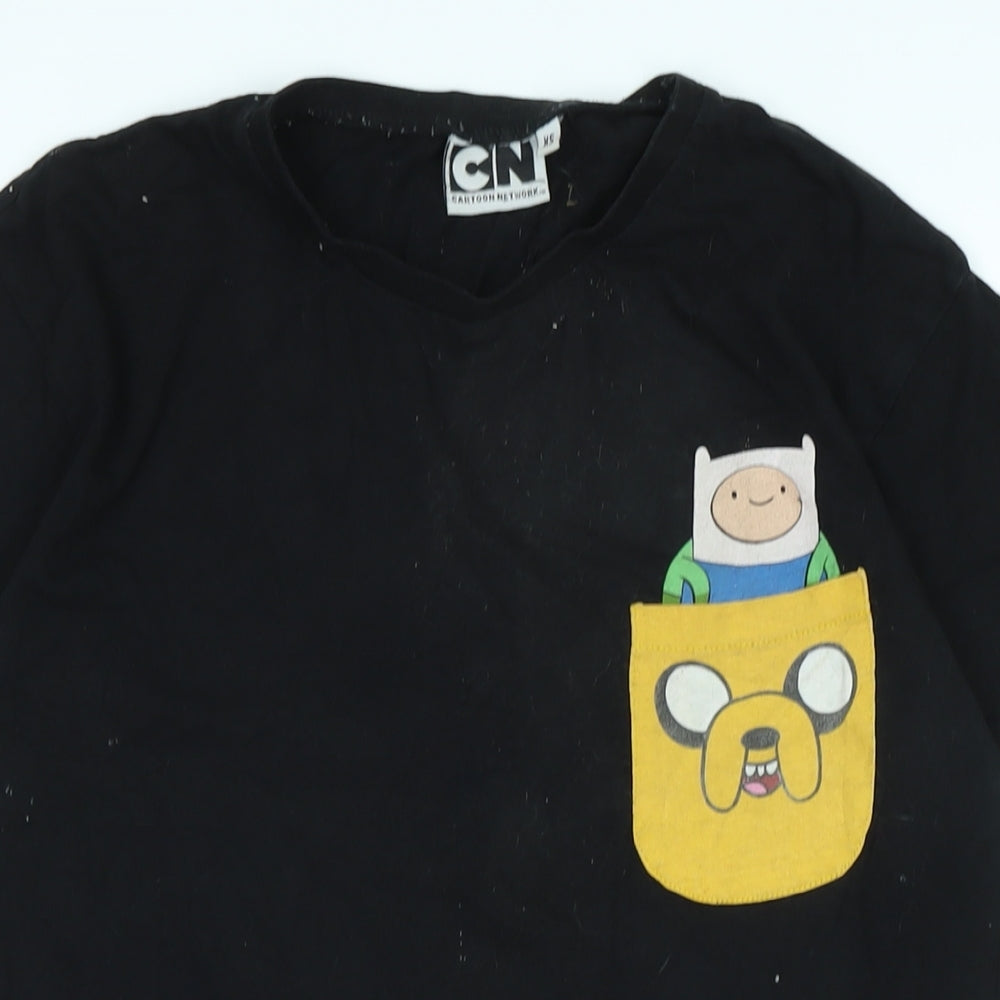 Cartoon Network Womens Black Cotton Basic T-Shirt Size XS Crew Neck - Logo