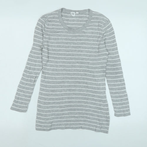 Gap Womens Grey Scoop Neck Cotton Pullover Jumper Size S - Logo