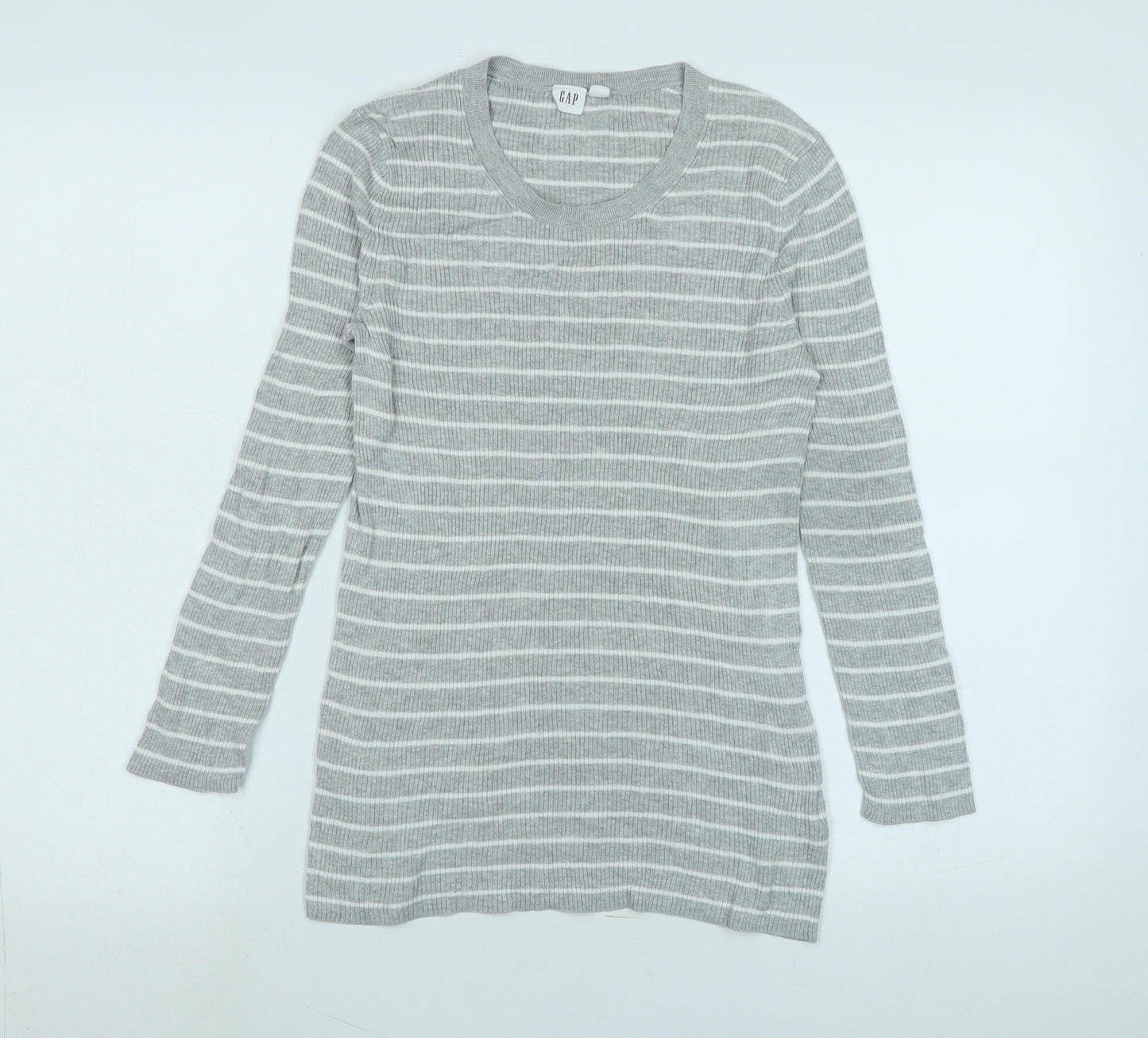Gap Womens Grey Scoop Neck Cotton Pullover Jumper Size S - Logo