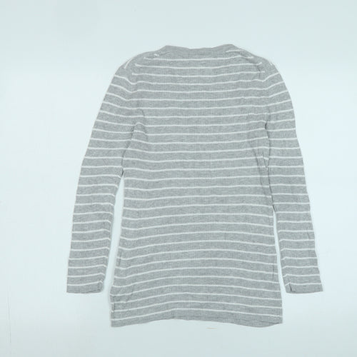 Gap Womens Grey Scoop Neck Cotton Pullover Jumper Size S - Logo