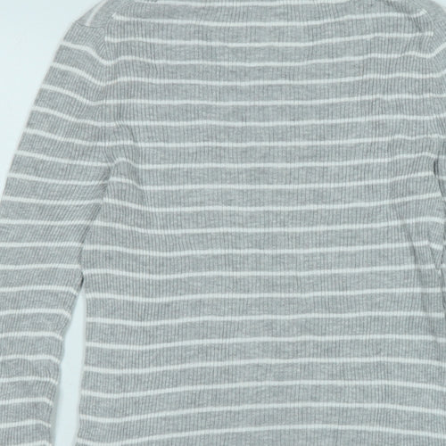 Gap Womens Grey Scoop Neck Cotton Pullover Jumper Size S - Logo