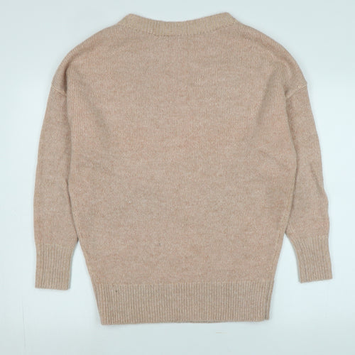 Reiss Womens Pink Boat Neck Cotton Pullover Jumper Size XS - Logo