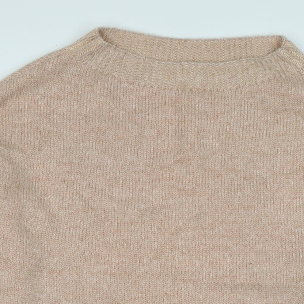 Reiss Womens Pink Boat Neck Cotton Pullover Jumper Size XS - Logo