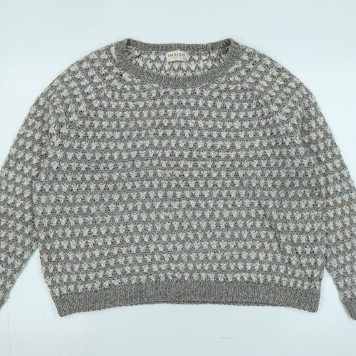 Indigo Womens Grey Crew Neck Acrylic Pullover Jumper Size 16 - Logo