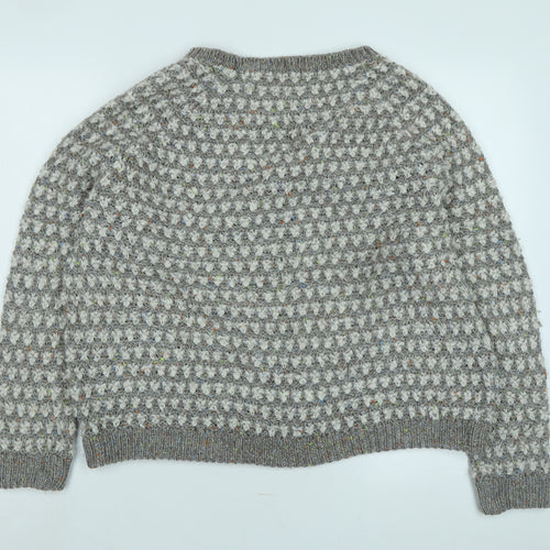 Indigo Womens Grey Crew Neck Acrylic Pullover Jumper Size 16 - Logo