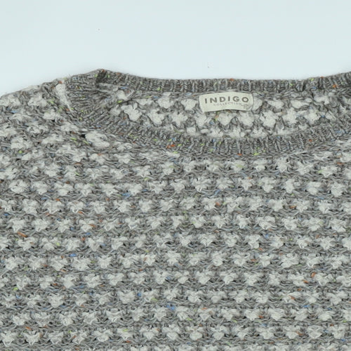 Indigo Womens Grey Crew Neck Acrylic Pullover Jumper Size 16 - Logo