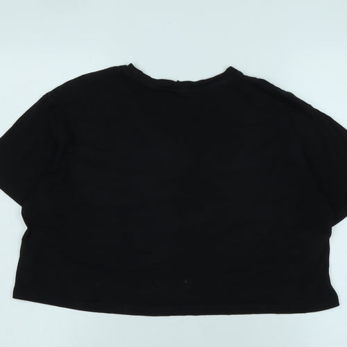 Disney Womens Black Cotton Basic T-Shirt Size S Crew Neck - Logo - Disney