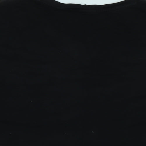 Disney Womens Black Cotton Basic T-Shirt Size S Crew Neck - Logo - Disney