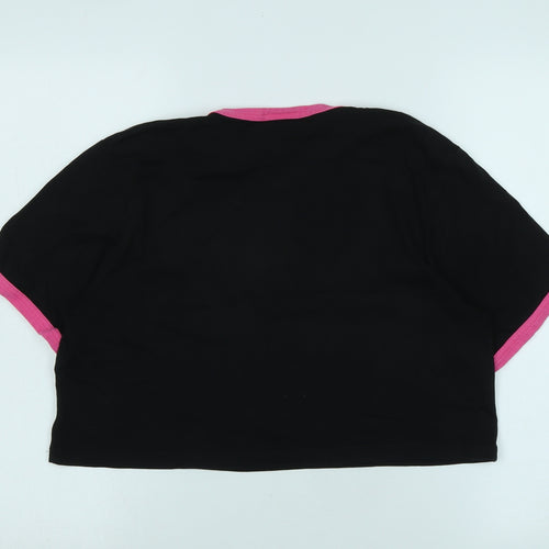 ellesse Womens Black Cotton Basic T-Shirt Size 10 Crew Neck - Logo