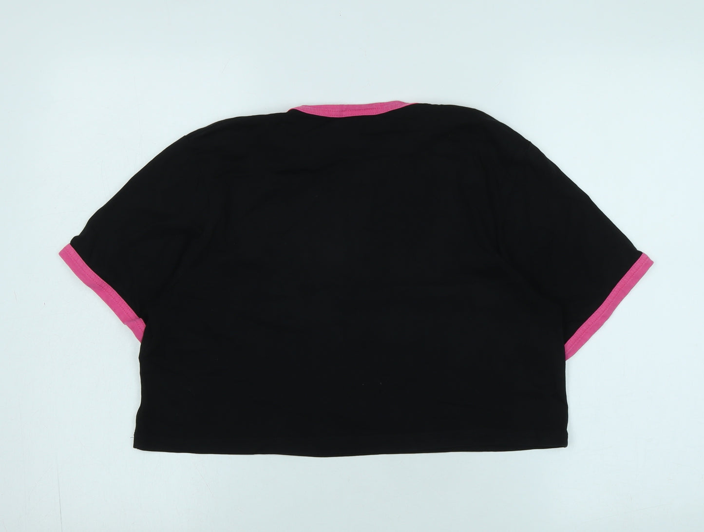 ellesse Womens Black Cotton Basic T-Shirt Size 10 Crew Neck - Logo